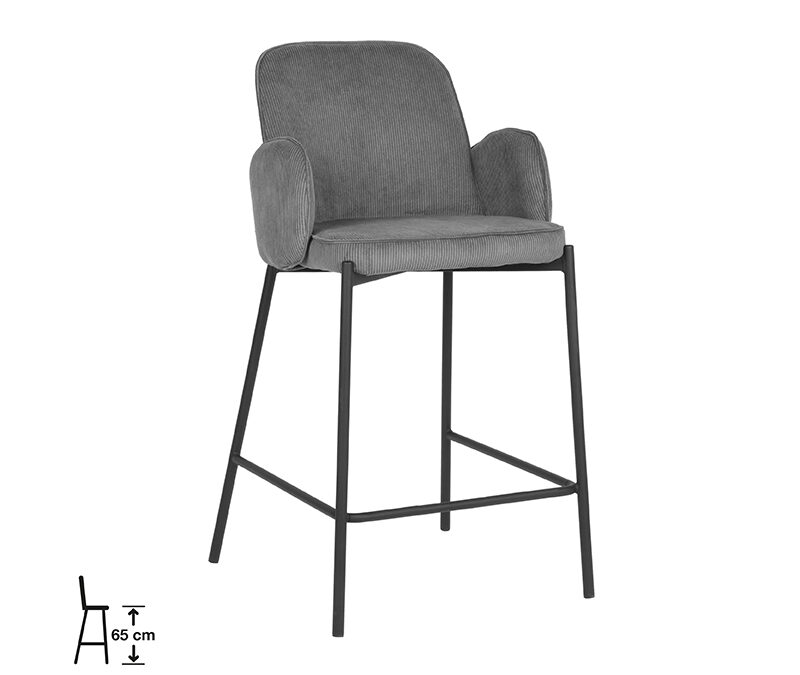 uk-30.341_1_65cm D-MAXX Barkruk Jari - Donkergrijs - Ribcord - Zithoogte 65