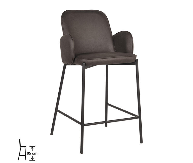 uk-30.350_1_65cm D-MAXX Barkruk Jari - Antraciet - Microfiber - Zithoogte 65