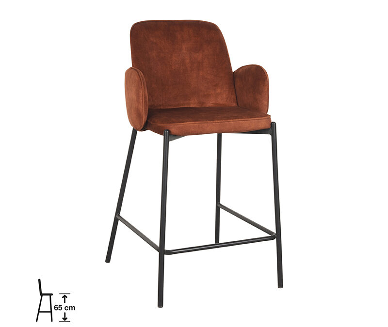 uk-30.376_1_65cm D-MAXX Barkruk Jari - Rust - Velours - Zithoogte 65