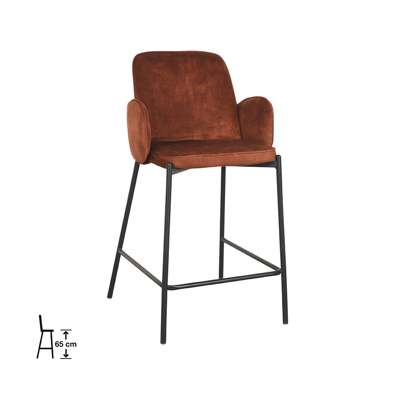 uk-30.376_1_65cm D-MAXX Barkruk Jari - Rust - Velours - Zithoogte 65