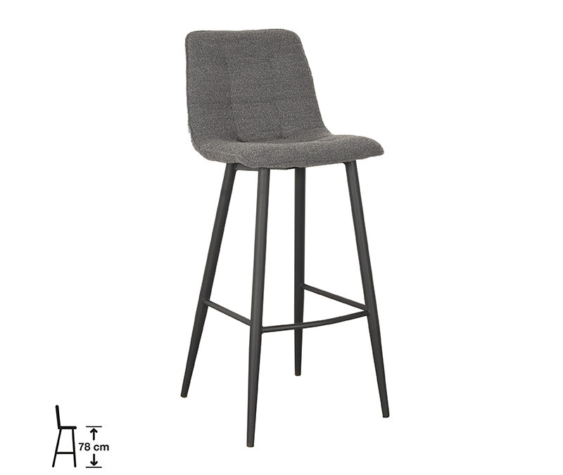 uk-30.458_1_78cm LABEL51 Barkruk Jelt - Grijs - Boucle - Zithoogte 78