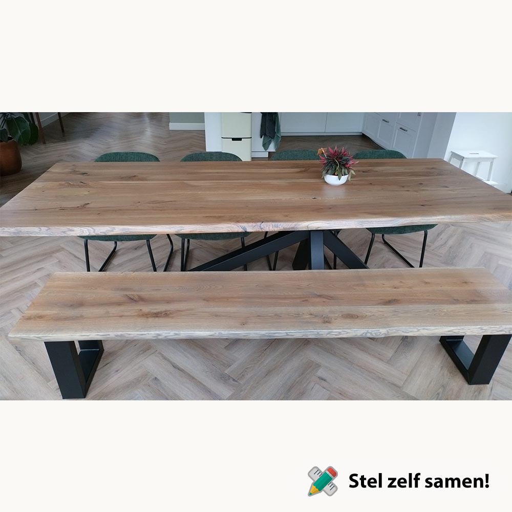 Rechthoekige_eiken_tafel_met_bankje