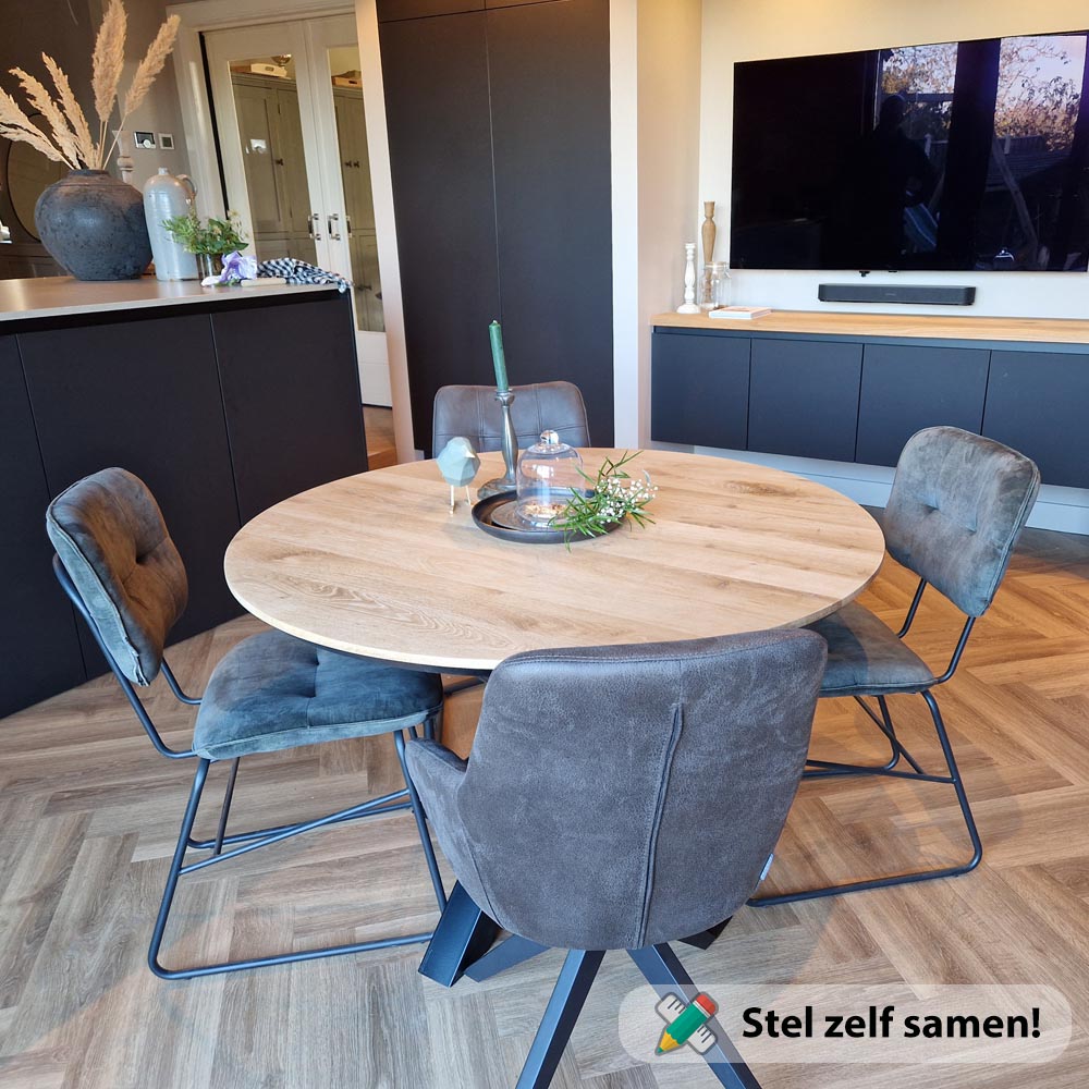 Ronde_eiken_eettafel