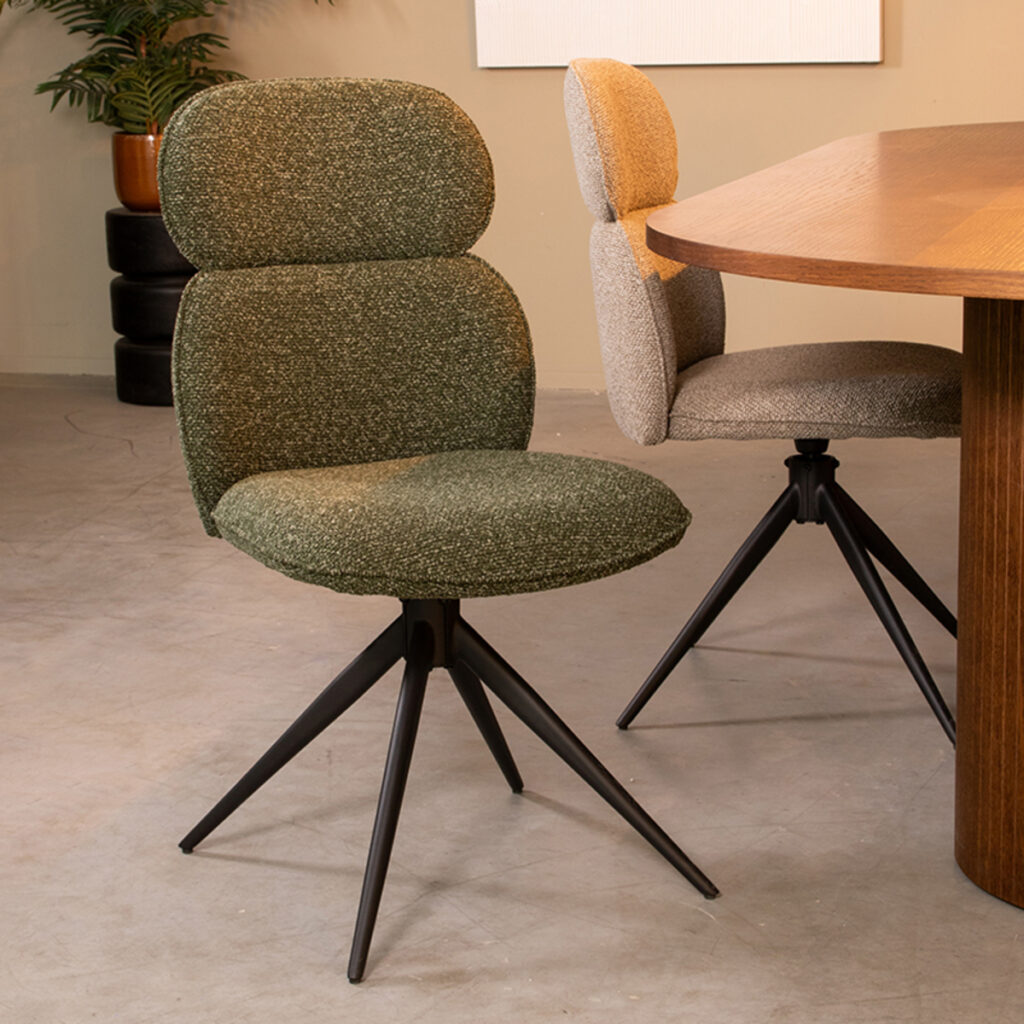 LABEL51 Eetkamerstoel Finn - Forest - Boucle - Black Frame