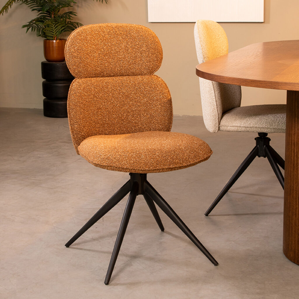 180100116_setting_01 LABEL51 Eetkamerstoel Finn - Coral - Boucle - Black Frame