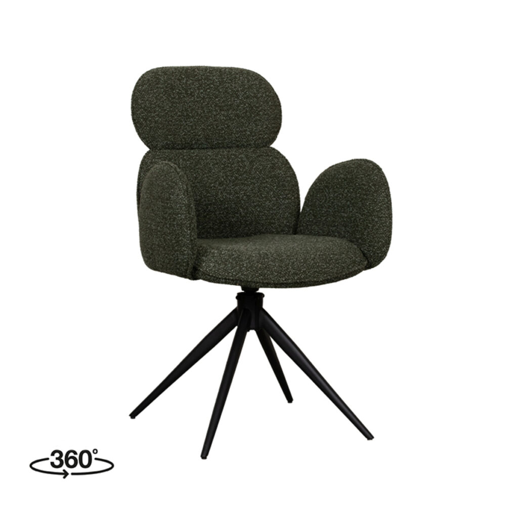 LABEL51 Eetkamerstoel Vidar - Forest - Boucle - Black Frame