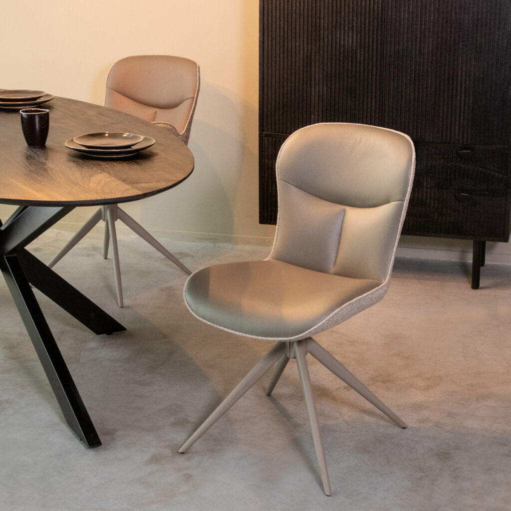 LABEL51 Eetkamerstoel Thorben - Forest - Microfiber - Taupe Frame