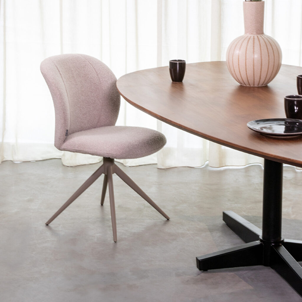 LABEL51 Eetkamerstoel Kimo - Naturel - Boucle - Taupe Frame