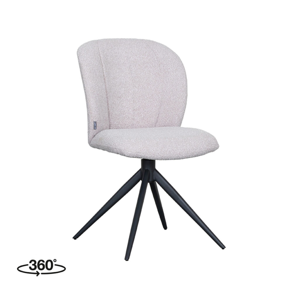 LABEL51 Eetkamerstoel Kimo - Naturel - Boucle - Black Frame