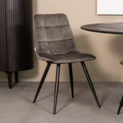 LABEL51 Eetkamerstoel Bistro - Taupe - Fluweel - Black Frame
