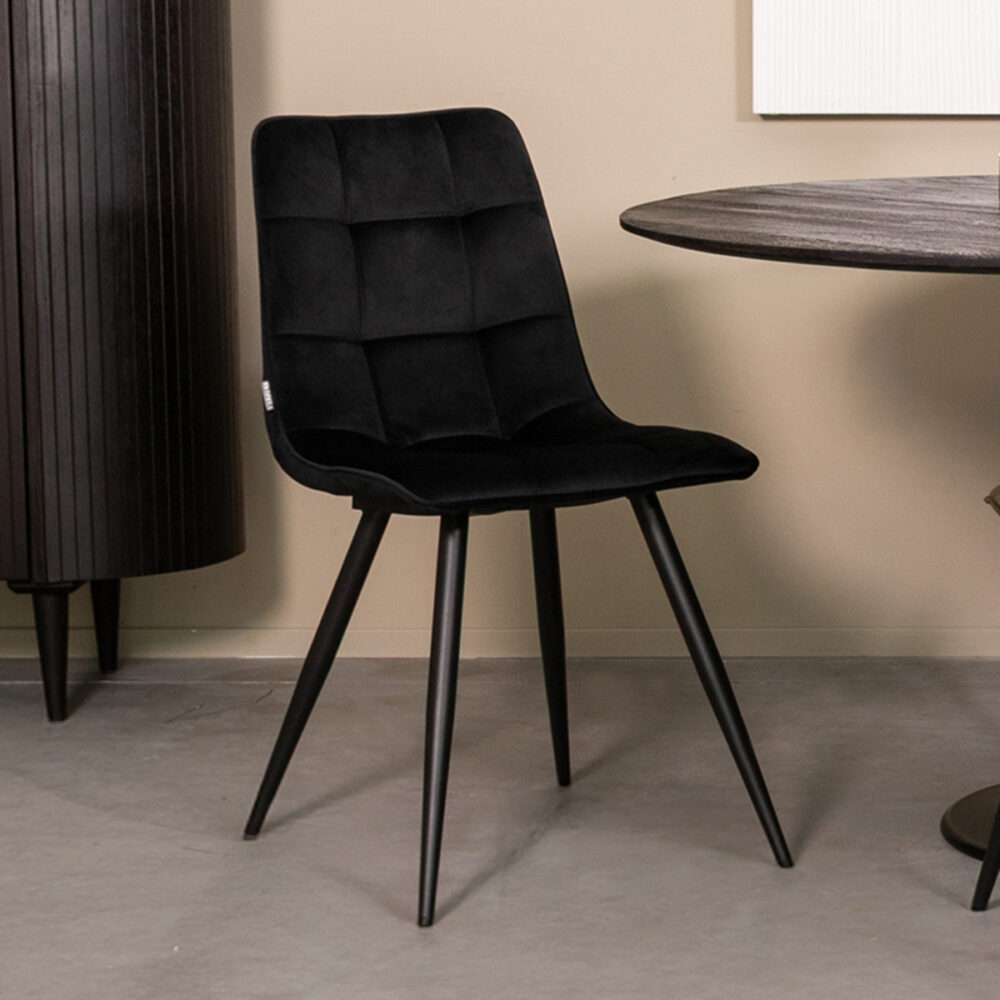 180122874_setting_01 LABEL51 Eetkamerstoel Bistro - Zwart - Fluweel - Black Frame