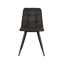LABEL51 Eetkamerstoel Bistro - Antraciet - Micro Suede - Black Frame