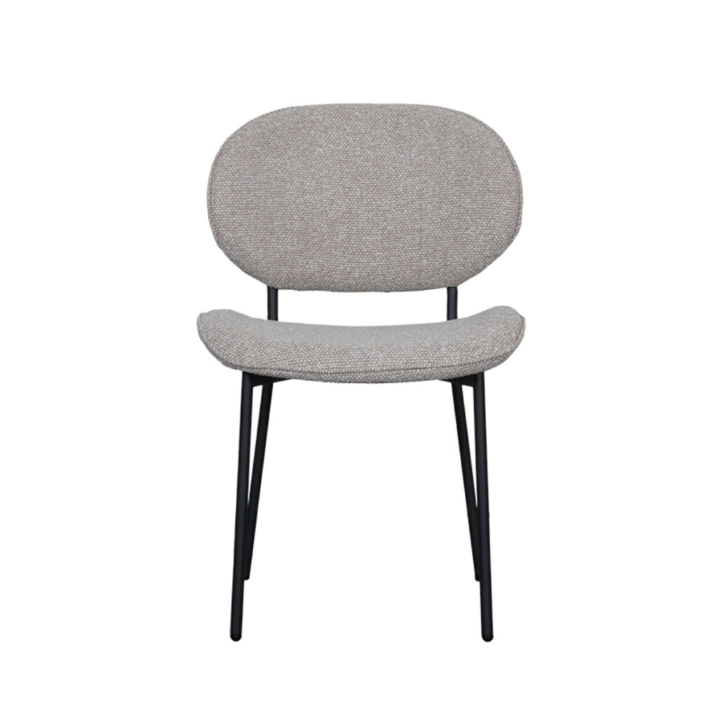 LABEL51 Eetkamerstoel Senn - Naturel - Boucle - Black Frame