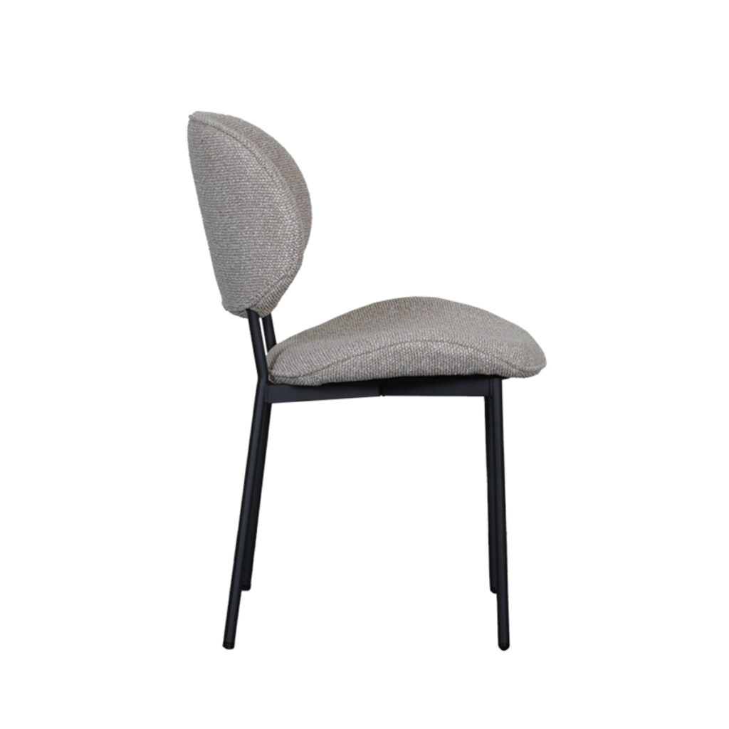 LABEL51 Eetkamerstoel Senn - Naturel - Boucle - Black Frame