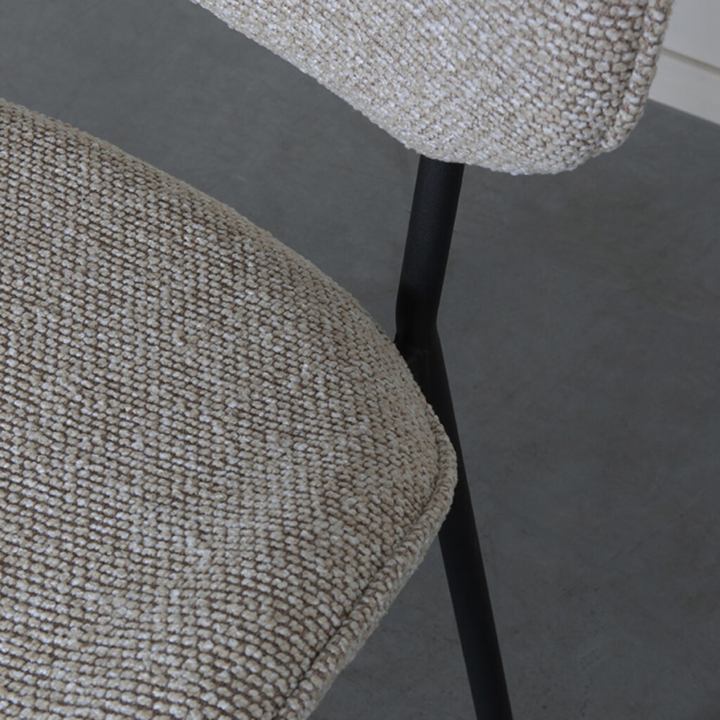 LABEL51 Eetkamerstoel Senn - Naturel - Boucle - Black Frame