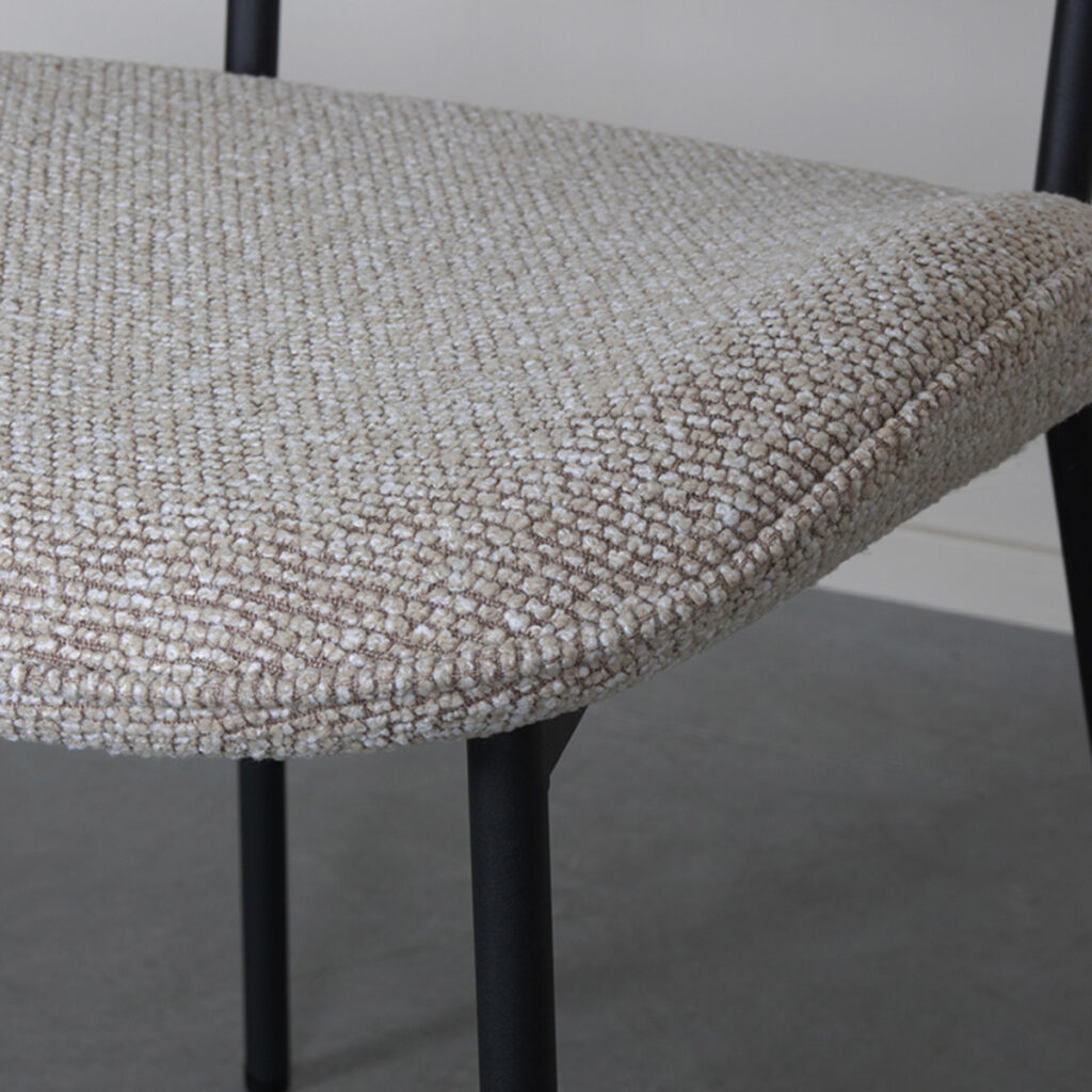LABEL51 Eetkamerstoel Senn - Naturel - Boucle - Black Frame