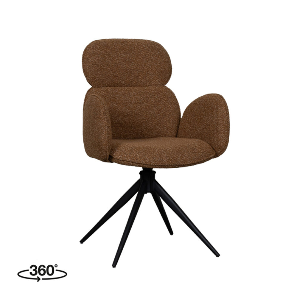 18099348_360 LABEL51 Eetkamerstoel Vidar - Coral - Boucle - Black Frame