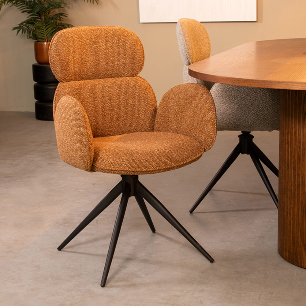 LABEL51 Eetkamerstoel Vidar - Coral - Boucle - Black Frame