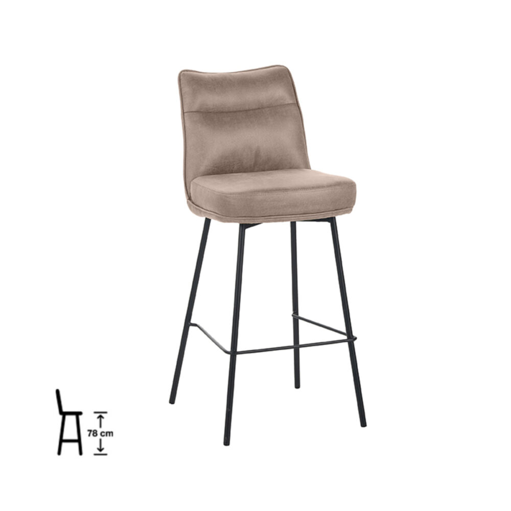 180122855_78H LABEL51 Eetkamerstoel Lennon - Taupe - Micro Suede - Zithoogte 78