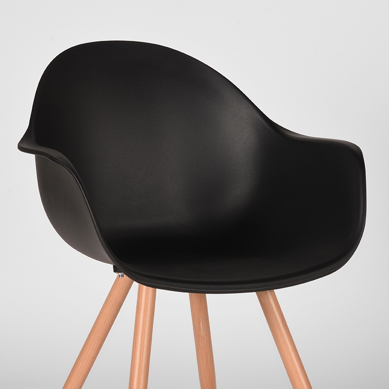 LABEL51 Eetkamerstoel Parma - Zwart - PP - Naturel Houtlook Frame