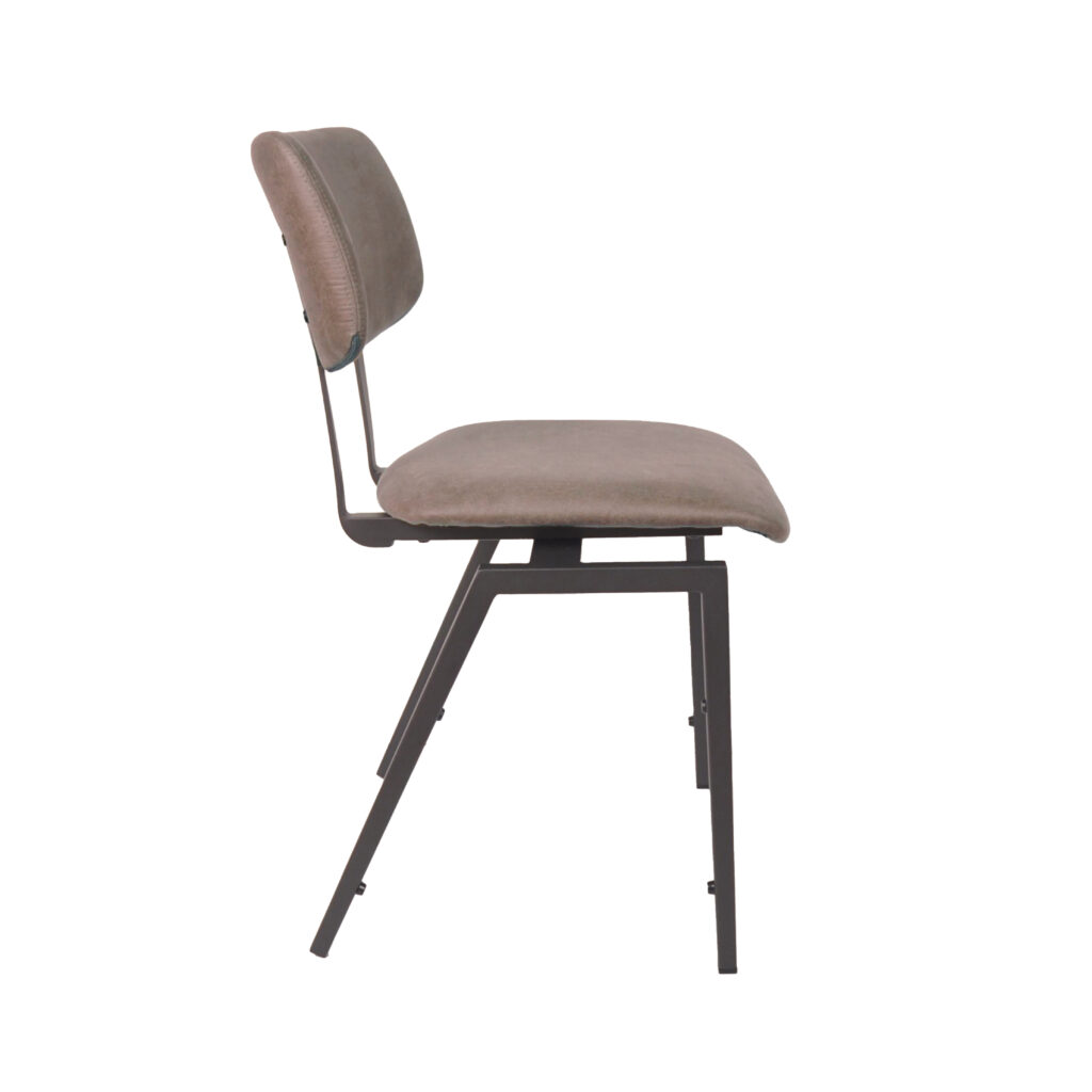 LABEL51 Eetkamerstoel Stapelbaar - Taupe - Micro Suede - Zwart Metalen Frame