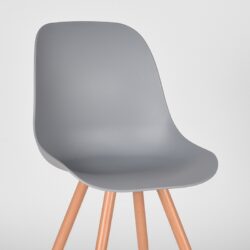 LABEL51 Eetkamerstoel Rimini - Grijs - PP - Naturel Houtlook Frame