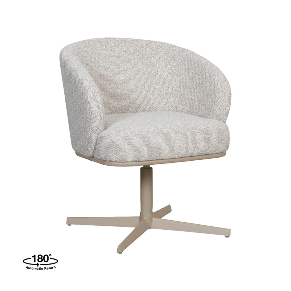 LABEL51 Eetkamerstoelen Cannes - Naturel - Boucle - Taupe Metalen Frame