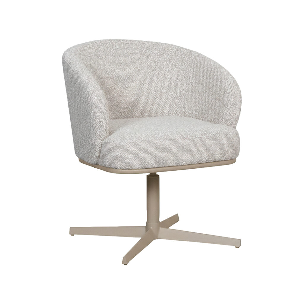 LABEL51 Eetkamerstoel Cannes - Naturel - Royal Boucle - Taupe Metalen Frame