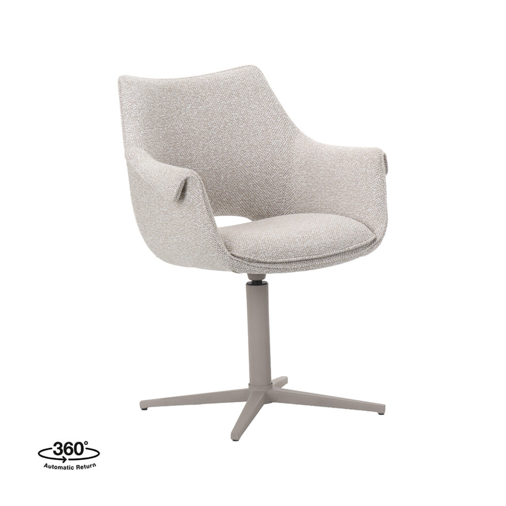 LABEL51 Eetkamerstoel Nozomi - Naturel - Royal Boucle - Taupe Metalen Frame