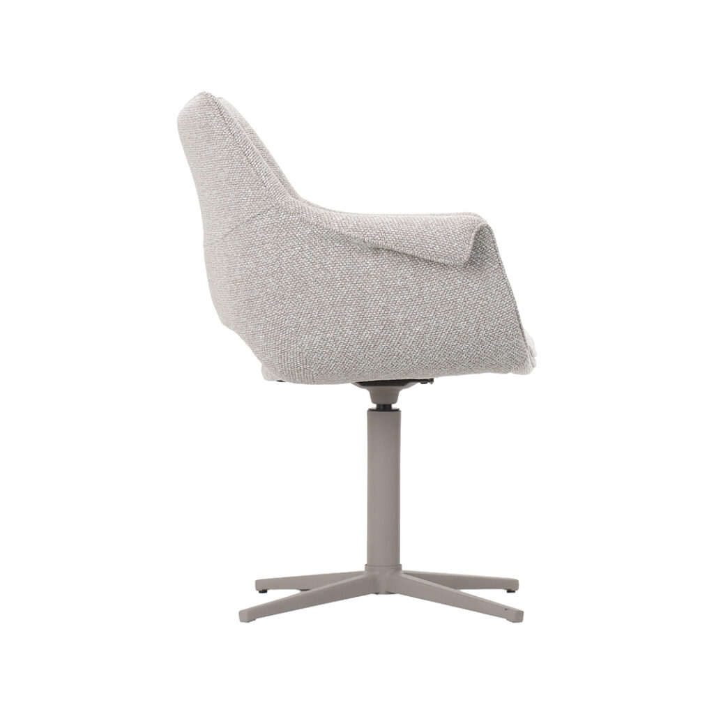 LABEL51 Eetkamerstoel Nozomi - Naturel - Royal Boucle - Taupe Metalen Frame