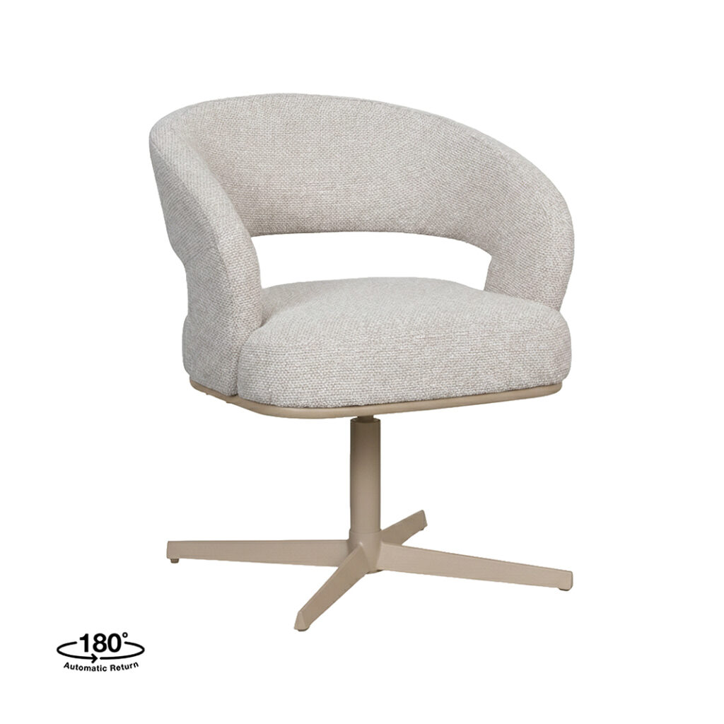 LABEL51 Eetkamerstoel Monaco - Naturel - Royal Boucle - Taupe Metalen Frame