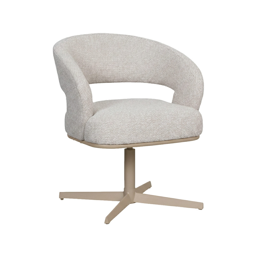 LABEL51 Eetkamerstoel Monaco - Naturel - Royal Boucle - Taupe Metalen Frame