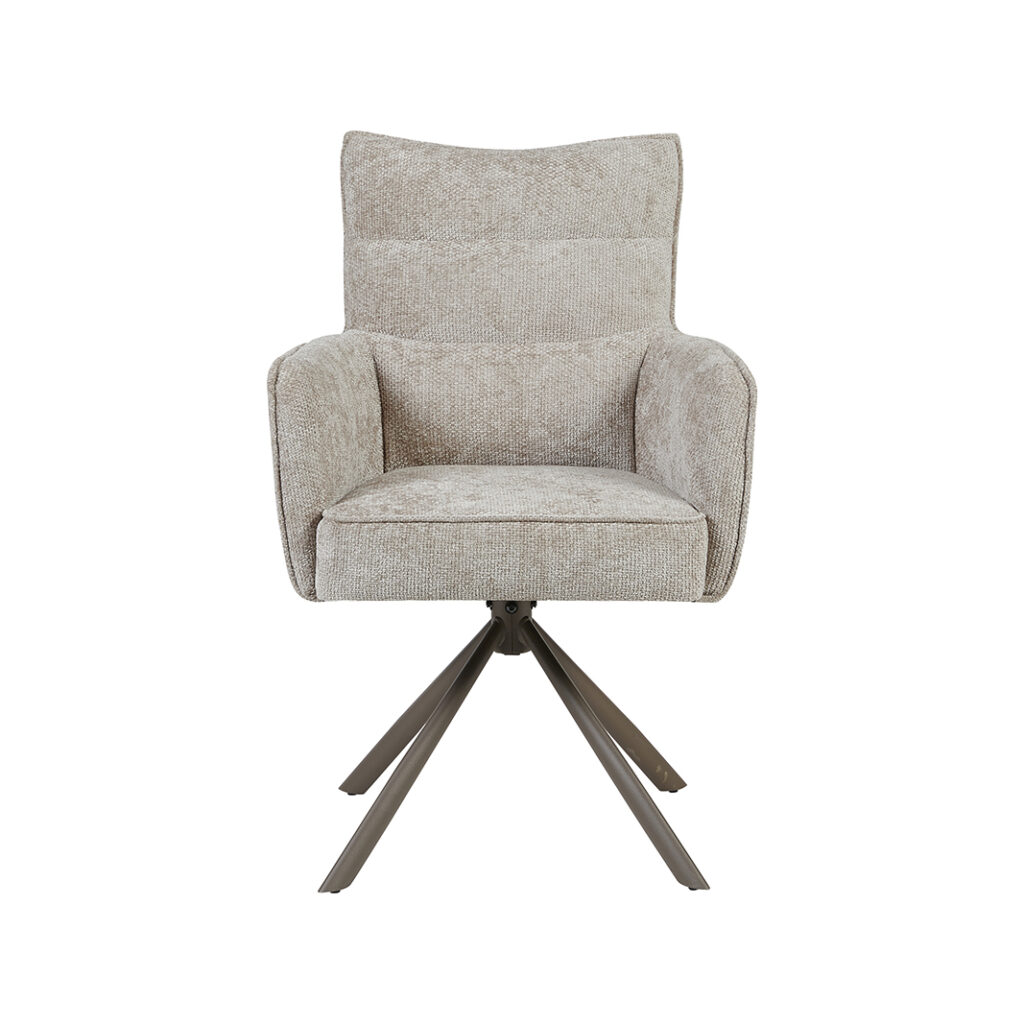 LABEL51 Eetkamerstoel Dubai - Naturel - Haga - Brons Metalen Frame