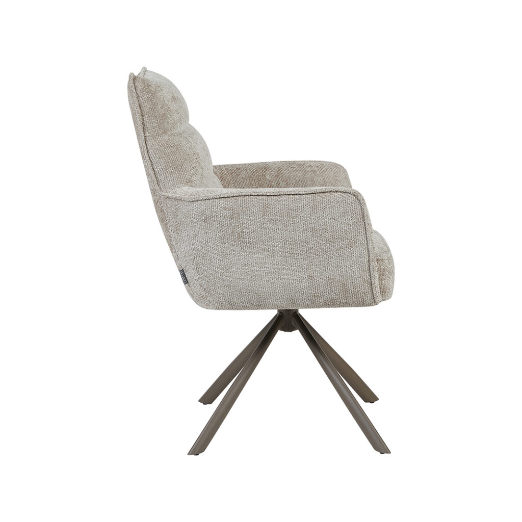 LABEL51 Eetkamerstoel Dubai - Naturel - Haga - Brons Metalen Frame