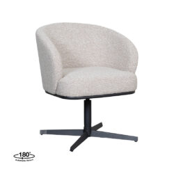 LABEL51 Eetkamerstoel Cannes - Naturel - Royal Boucle - Zwart Metalen Frame