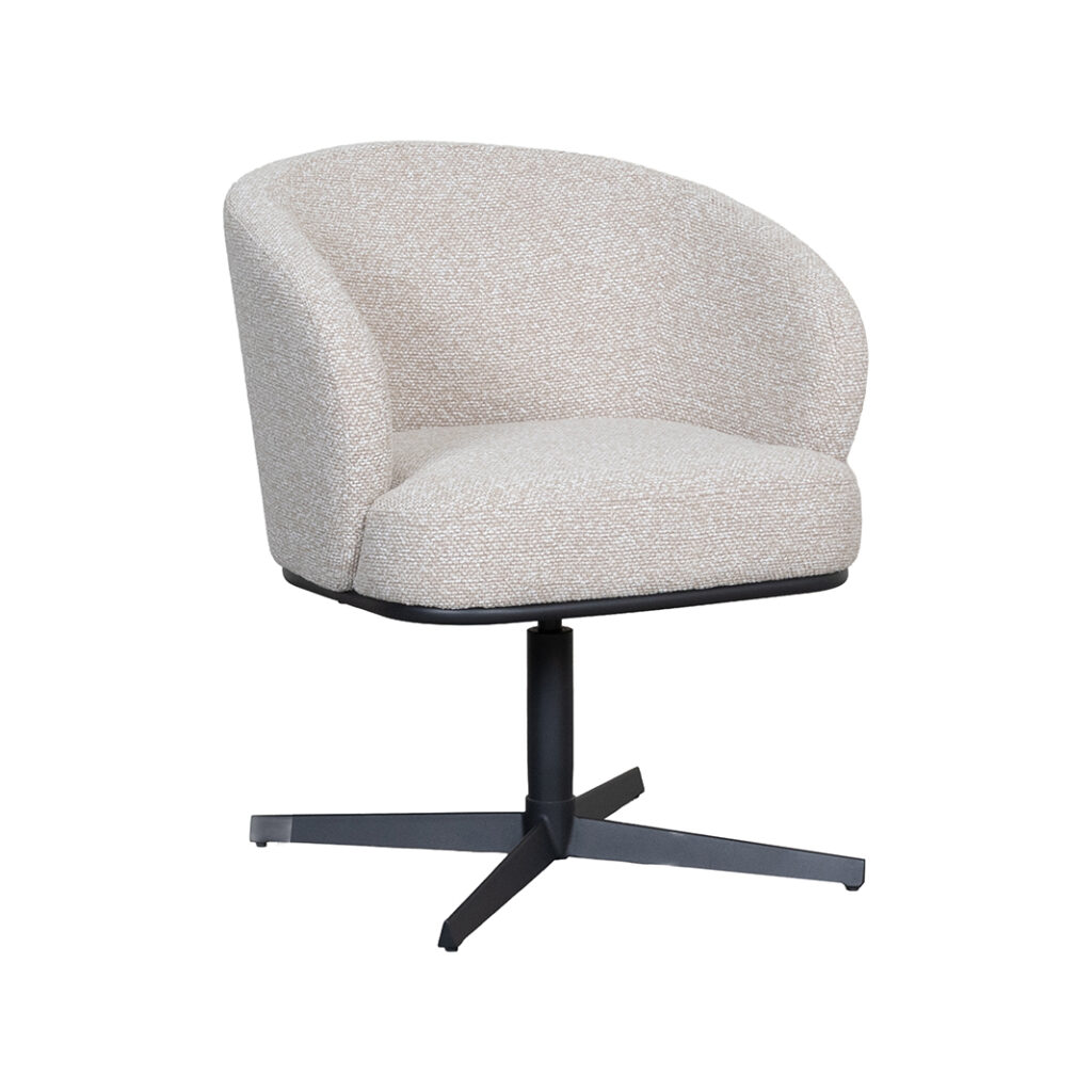 LABEL51 Eetkamerstoel Cannes - Naturel - Royal Boucle - Zwart Metalen Frame