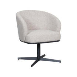 LABEL51 Eetkamerstoel Cannes - Naturel - Royal Boucle - Zwart Metalen Frame