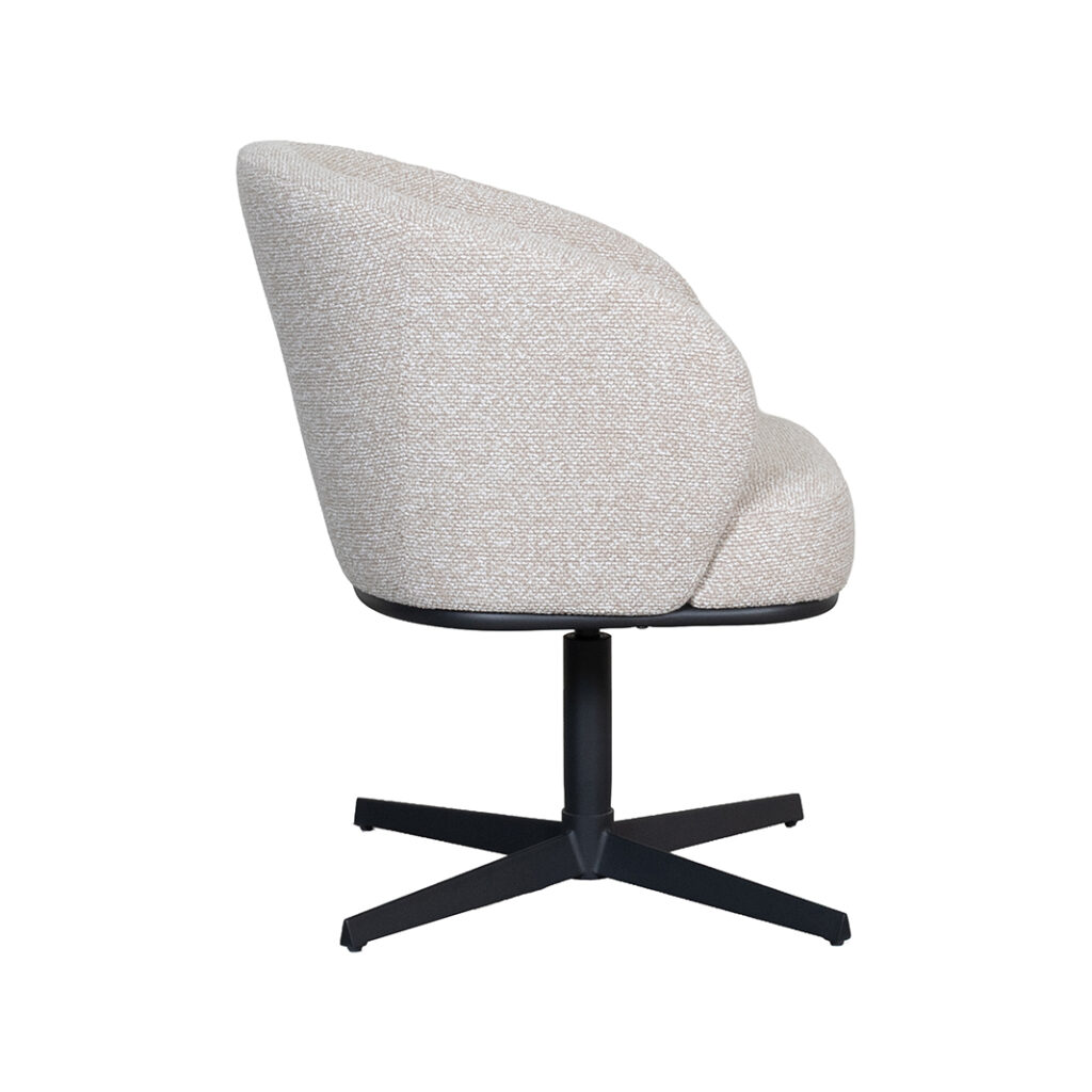 LABEL51 Eetkamerstoel Cannes - Naturel - Royal Boucle - Zwart Metalen Frame