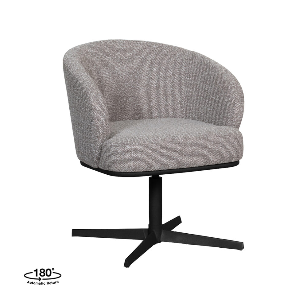 LABEL51 Eetkamerstoelen Cannes - Mushroom - Boucle - Zwart Metalen Frame