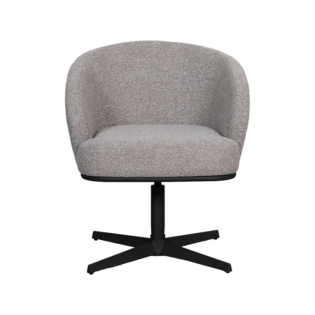 LABEL51 Eetkamerstoel Cannes - Mushroom - Royal Boucle - Zwart Metalen Frame