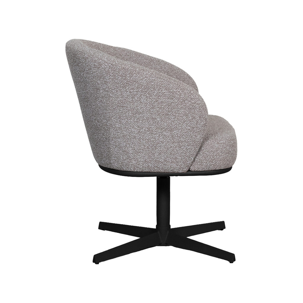 LABEL51 Eetkamerstoel Cannes - Mushroom - Royal Boucle - Zwart Metalen Frame