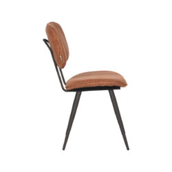 LABEL51 Eetkamerstoel Fos - Cognac - Leder - Zwart Metalen Frame