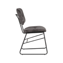 LABEL51 Eetkamerstoel Dez - Antraciet - Velours - Zwart Metalen Frame