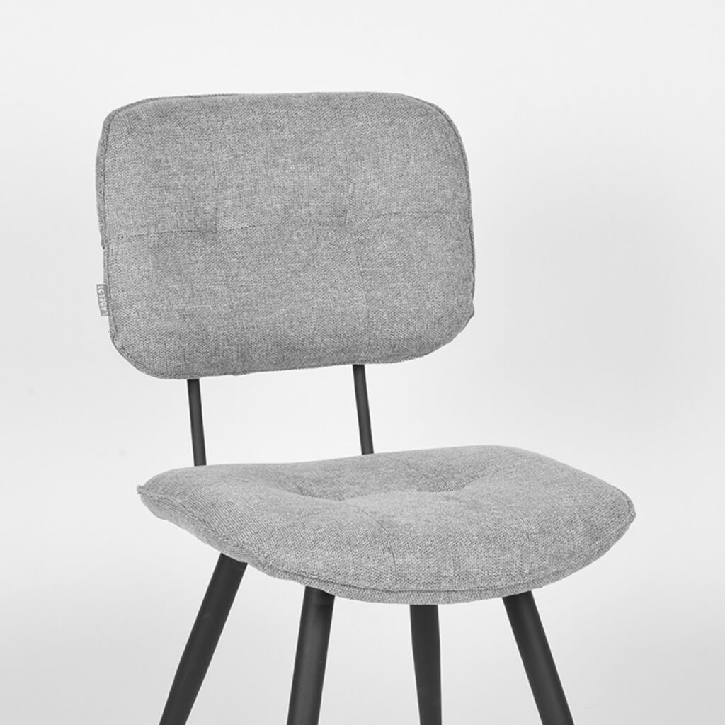 LABEL51 Eetkamerstoel Lux - Zinc - Weave - Zwart Metalen Frame