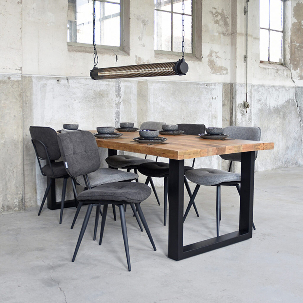 LABEL51 Eetkamerstoel Lux - Zinc - Weave - Zwart Metalen Frame