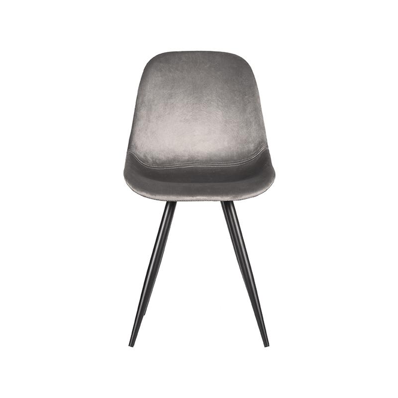 LABEL51 Eetkamerstoel Capri - Grijs - Fluweel - Zwart Metalen Frame