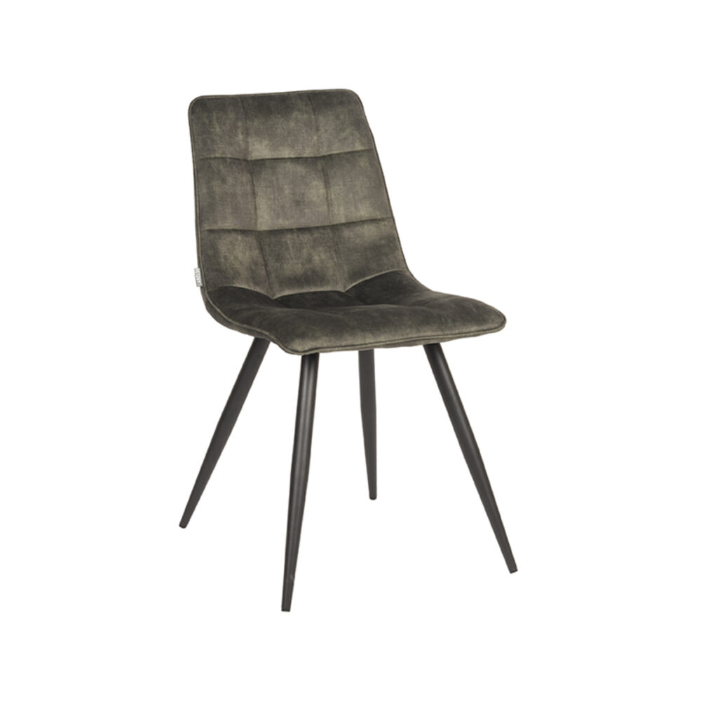LABEL51 Eetkamerstoelen Jelt - Hunter - Velvet - Zwart Metalen Frame