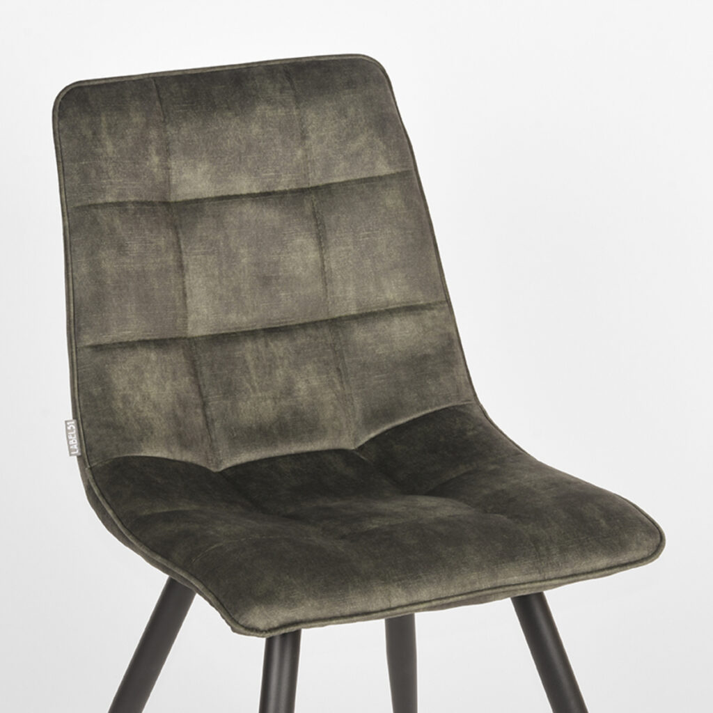 LABEL51 Eetkamerstoel Jelt - Hunter - Velours - Zwart Metalen Frame