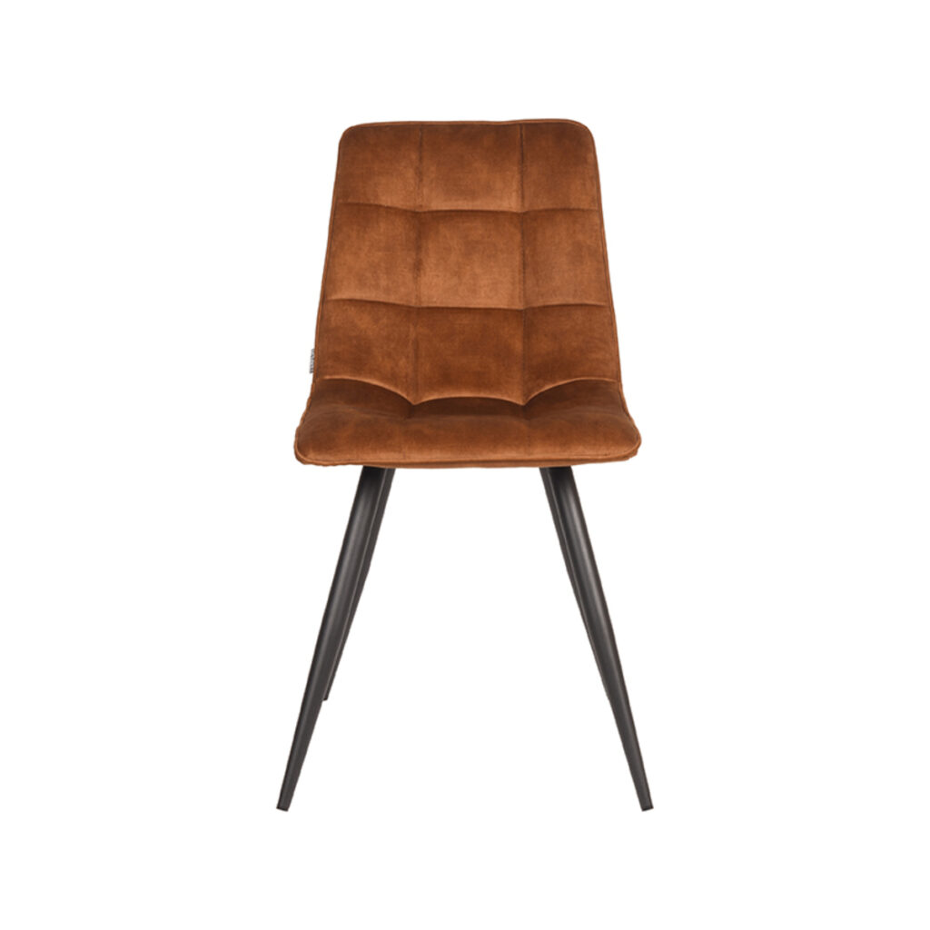 LABEL51 Eetkamerstoel Jelt - Oker - Velours - Zwart Metalen Frame