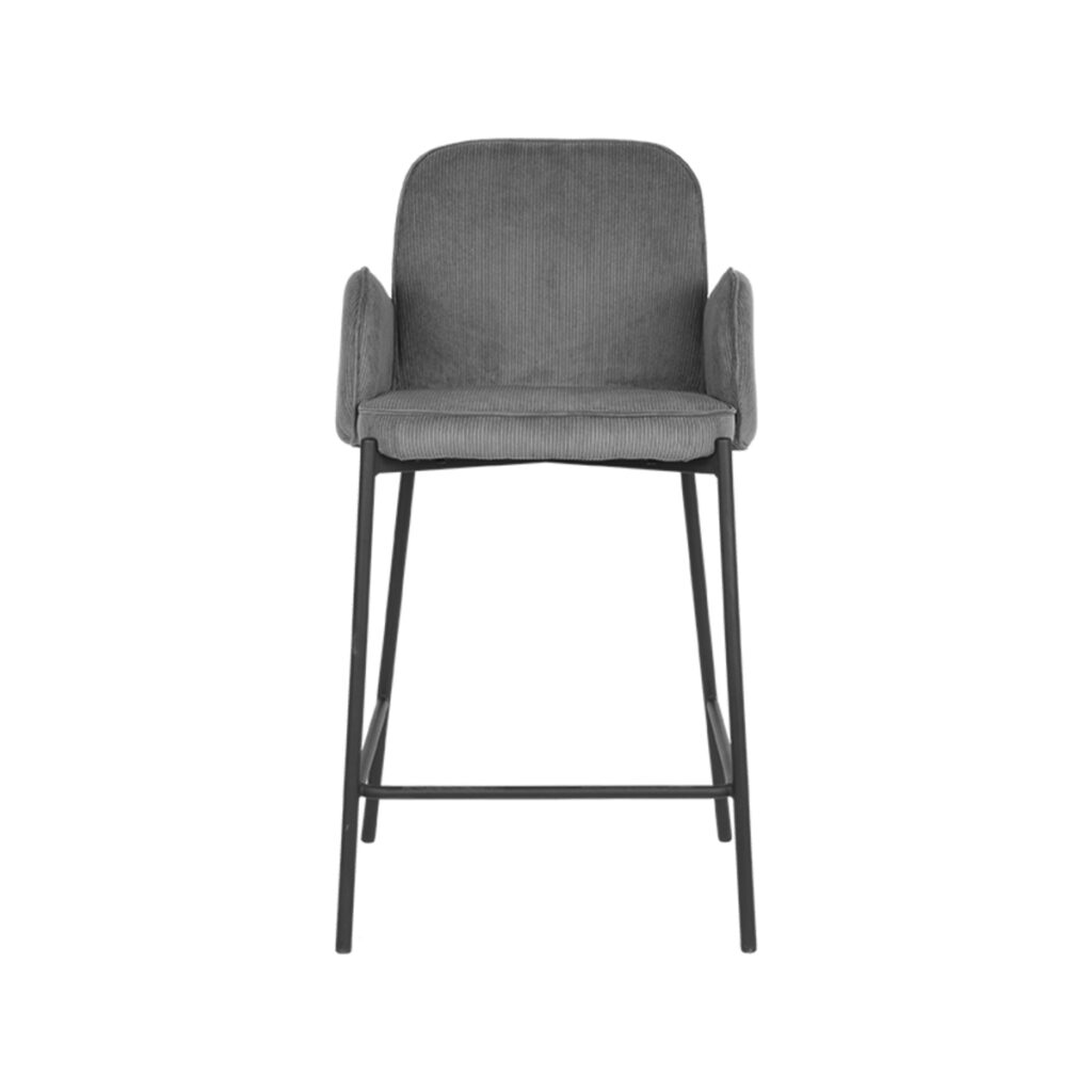 LABEL51 Barkruk Jari - Donkergrijs - Ribcord - Laag